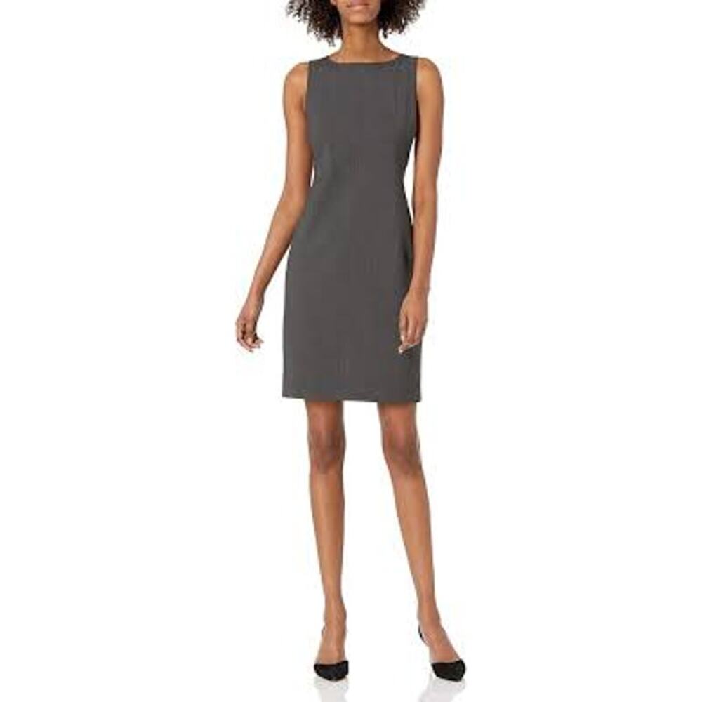 Theory Betty Good Wool Sheath Dress Tailor Grey Sleeveless 6 Career Office